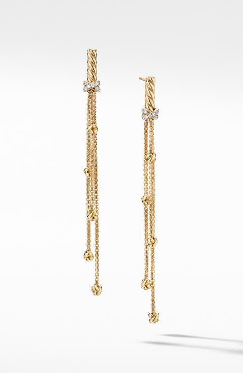 Petite Helena Chain Drop Earrings in 18K Yellow Gold with Diamonds