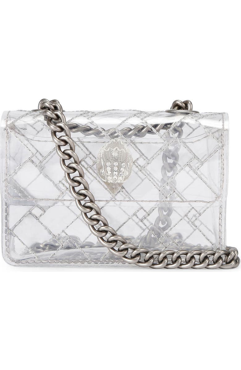Kurt Geiger London Micro Kensington Vinyl Crossbody Bag, Main, color, Clear/Silver