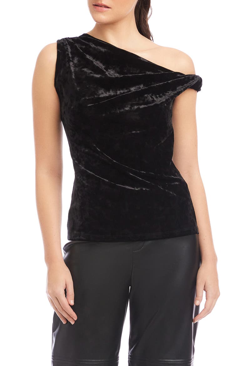 Nadia One-Shoulder Velvet Top, Main, color, BLACK