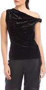 FIFTEEN TWENTY Nadia One-Shoulder Velvet Top