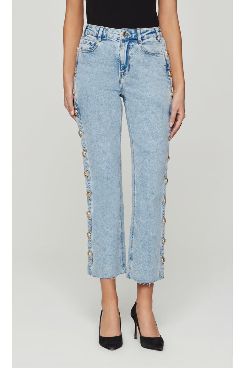 Stephen Knot Button Jeans, Alternate, color, Light Blue