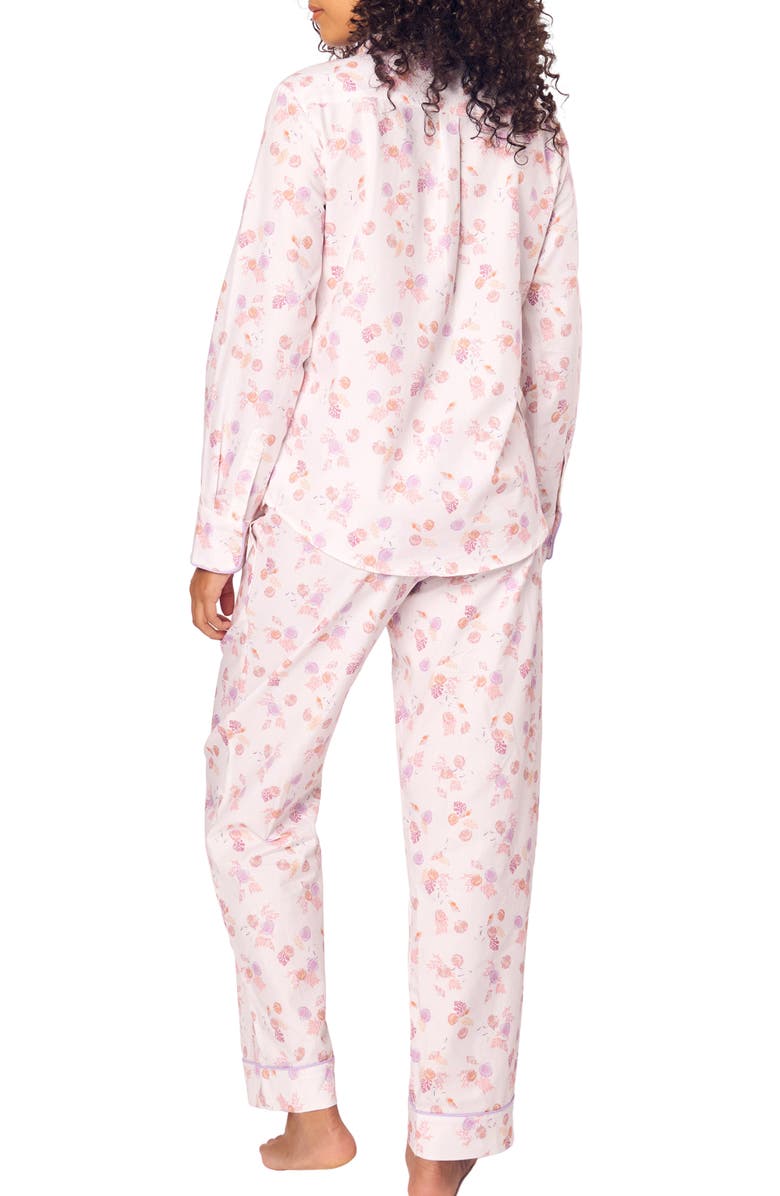 Petite Plume Seashell Print Brushed Cotton Twill Pajamas, Alternate, color, White
