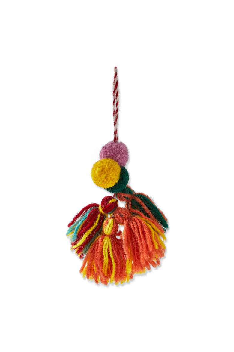 Multicolor Pompom Tassel Swag Decorative Sculpture Holiday, Main, color, Orange