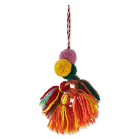 Multicolor Pompom Tassel Swag Decorative Sculpture Holiday
