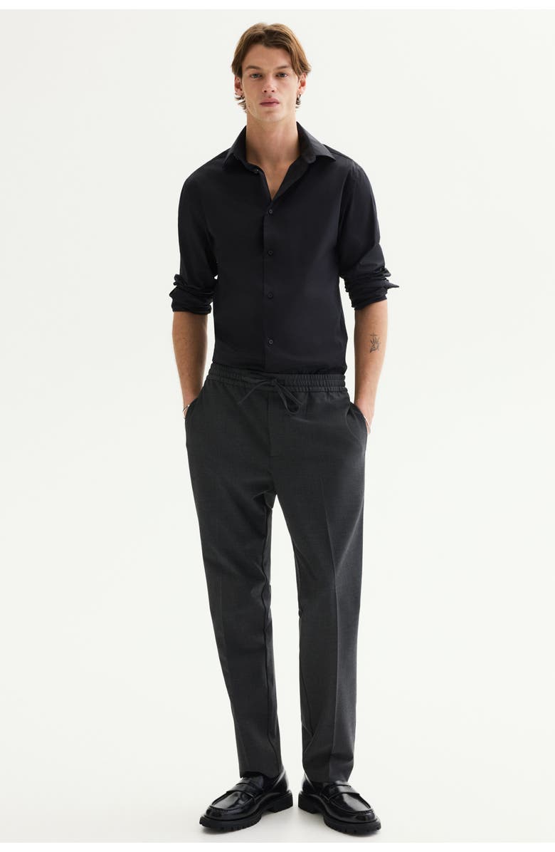 H&M Slim Fit Stretch Shirt, Alternate, color, Black