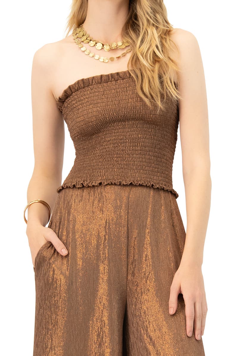 IVONNE Strapless Wide-Leg Jumpsuit, Alternate, color, Copper