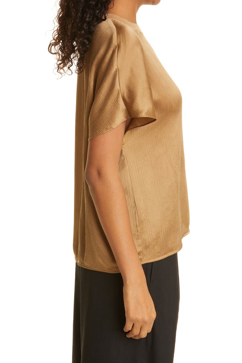 Flutter Sleeve Silk Top, Alternate, color, ALMOND