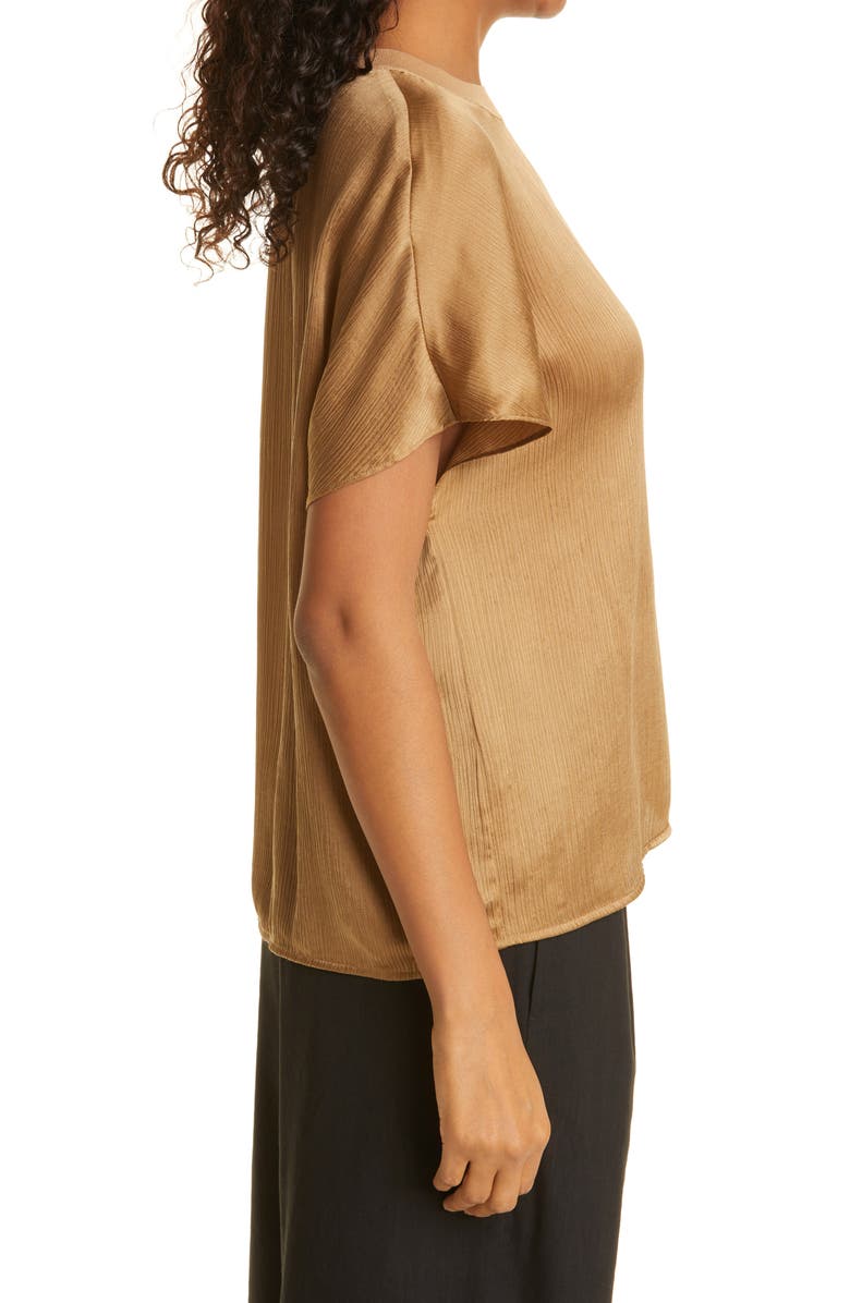 Vince Flutter Sleeve Silk Top, Alternate, color, Almond