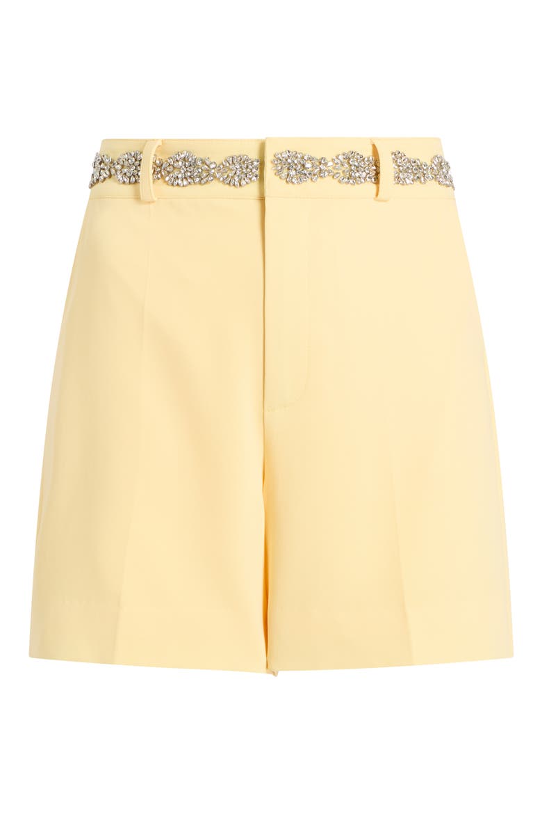 Samina Crystal Detail Stretch Cotton Shorts, Alternate, color, BUTTER