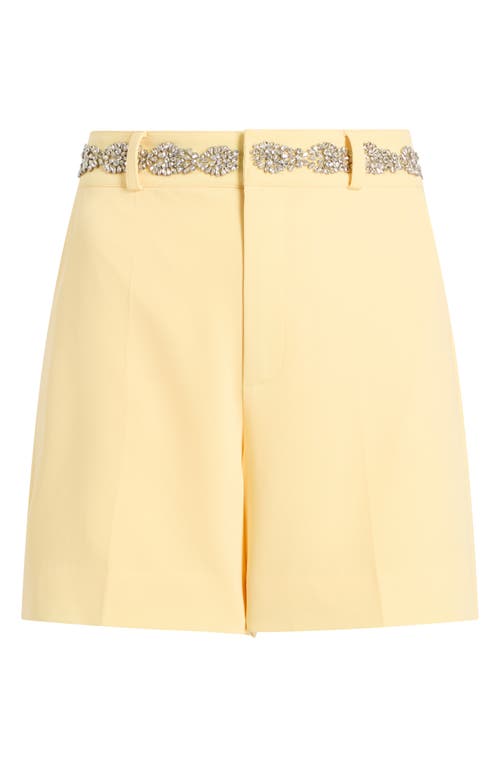 Shop Cinq À Sept Samina Crystal Detail Stretch Cotton Shorts In Butter