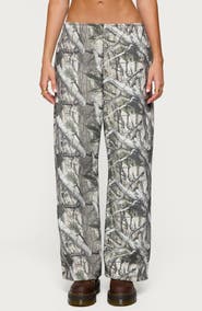 EDIKTED Camo Low Rise Straight Leg Sweatpants