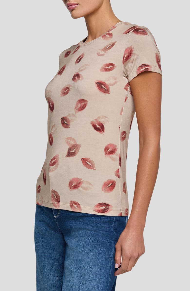 L'AGENCE Ressi Kiss Print T-Shirt, Alternate, color, Taupe/ Dk Red Fd Kiss