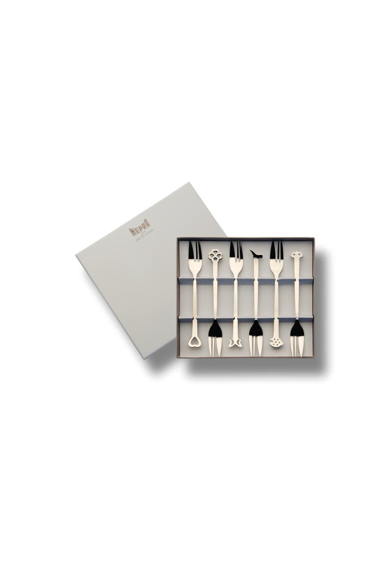 Evento Cake Fork Set - 6 Pieces, Main, color, Silver