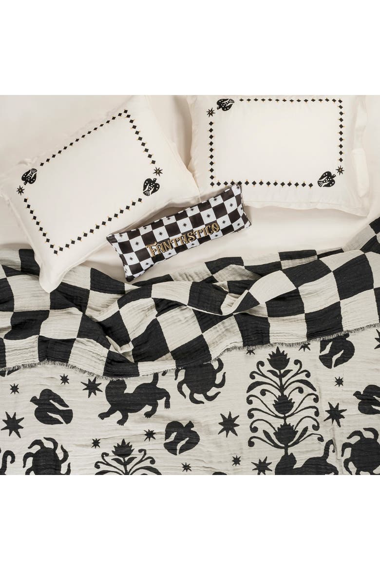 Costa Double-faced Statement Bedding, Main, color, Ivory - Black