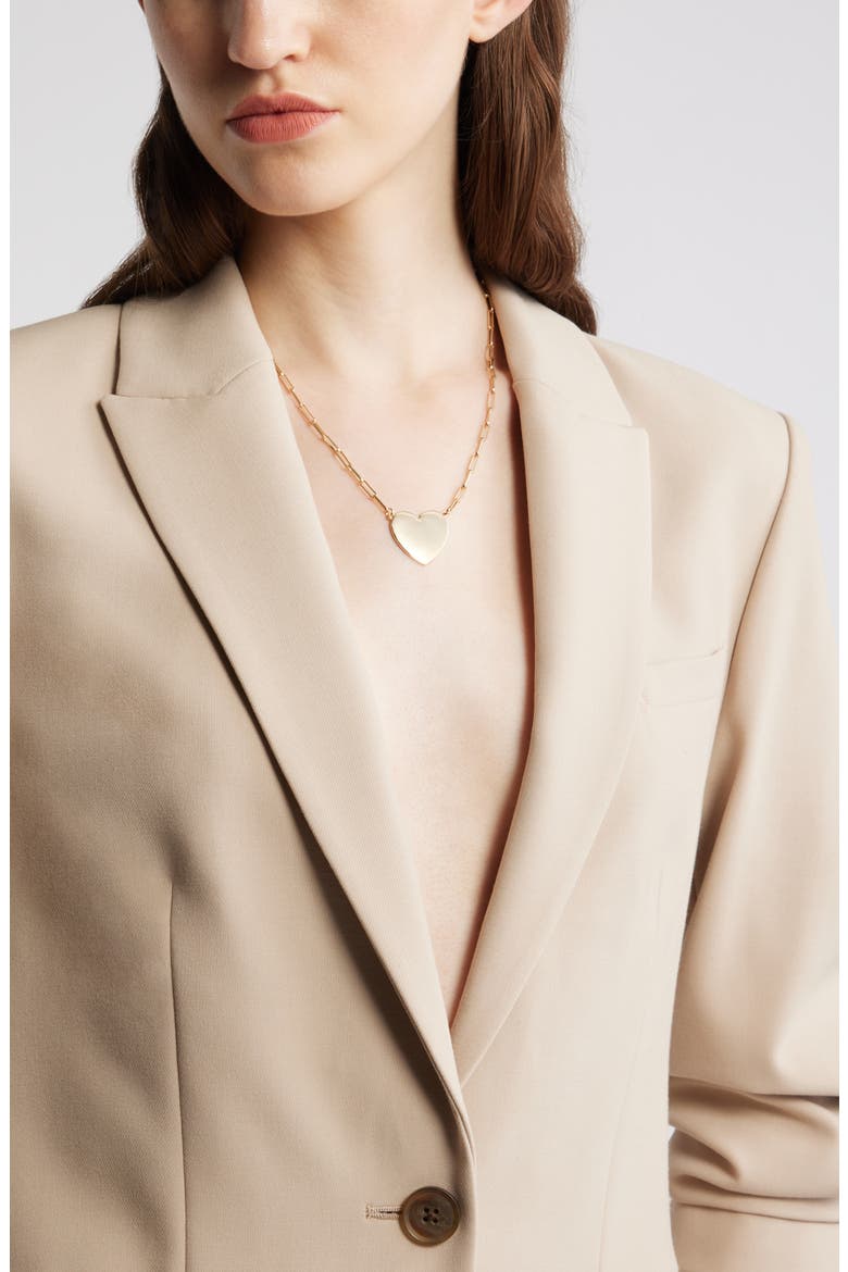Heart Pendant Paper Clip Chain Necklace, Alternate, color, GOLD