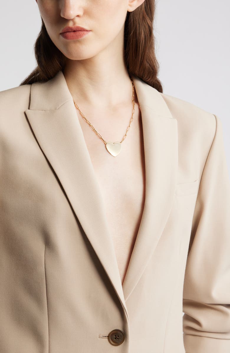 Nordstrom Heart Pendant Paper Clip Chain Necklace, Alternate, color, Gold