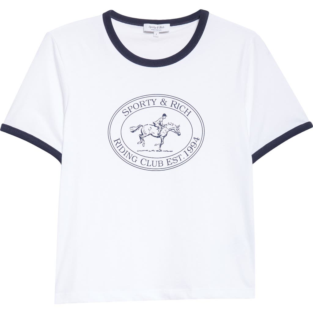Sporty And Rich Riding Club Ringer T-shirt In White
