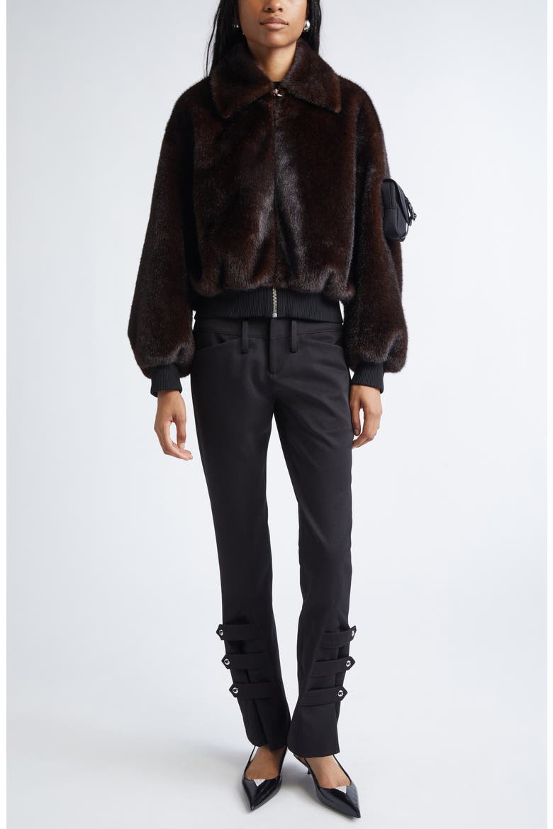 Faux Fur Bomber Jacket, Alternate, color, BROWN