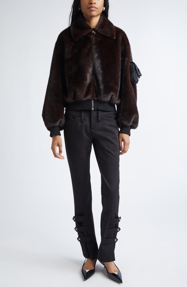 Coperni Faux Fur Bomber Jacket, Alternate, color, Brown