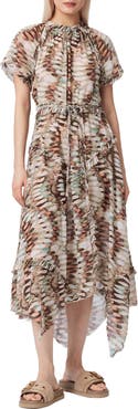 AllSaints Lamaia Handkerchief Cotton Midi Dress