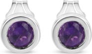 Haus of Brilliance Silver Bezel Set 3.5mm Created Gemstone Solitaire Stud Earrings