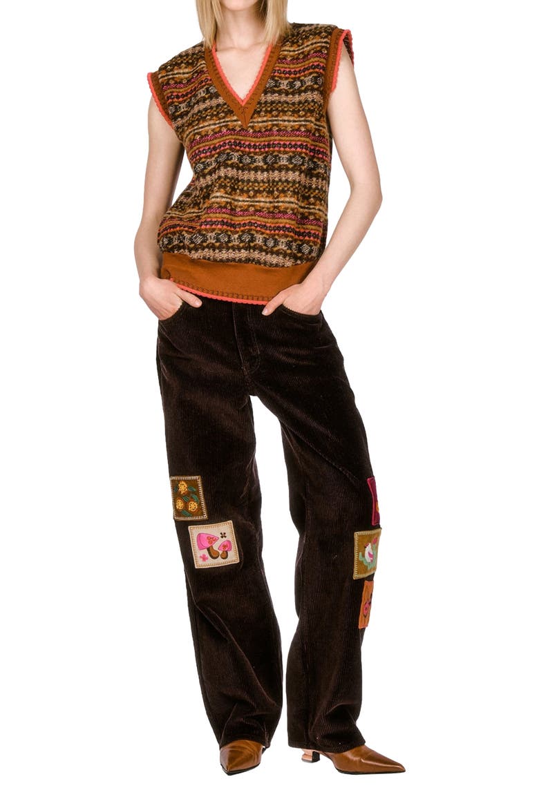 Fair Isle Fleece Vest, Main, color, CINNAMON MULTI