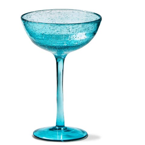 Bubble Glass Coupe Aqua Wine Glasses - Hand Wash Only