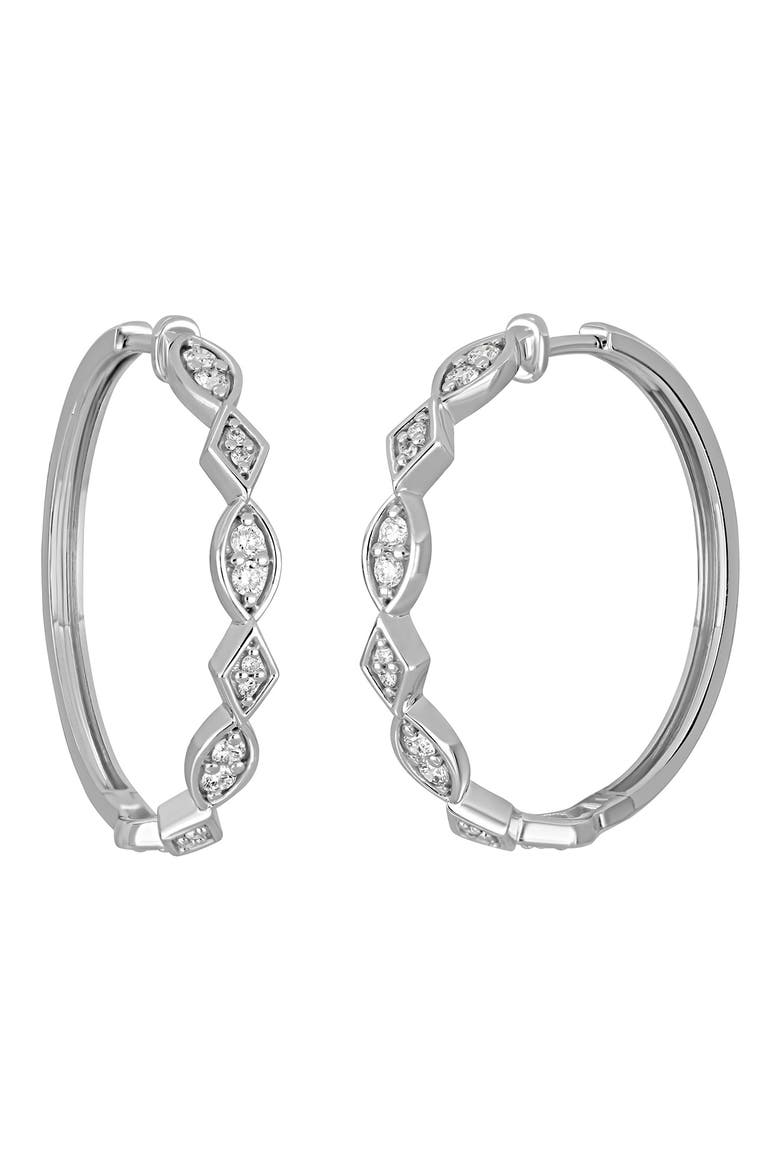 Mika 18k Gold Diamond Hoop Earrings, Main, color, 18KW