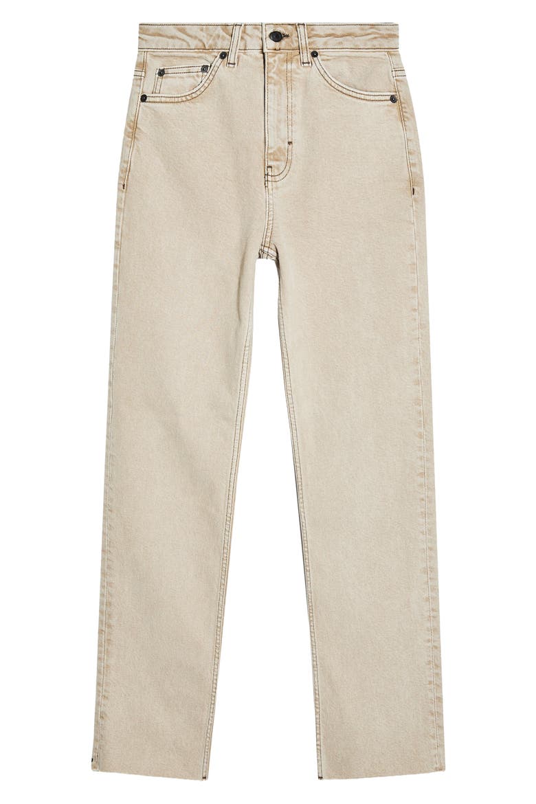 Raw Hem High Waist Straight Leg Jeans, Alternate, color, STONE