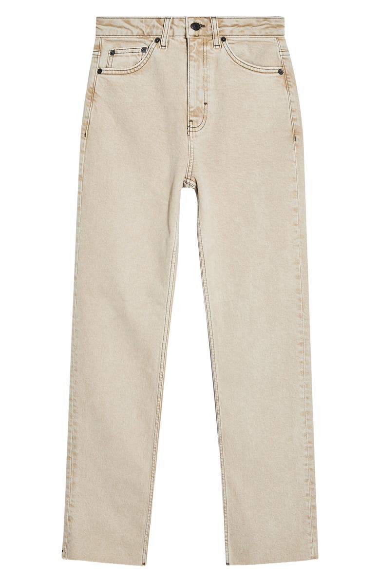 Topshop Raw Hem High Waist Straight Leg Jeans, Alternate, color, 