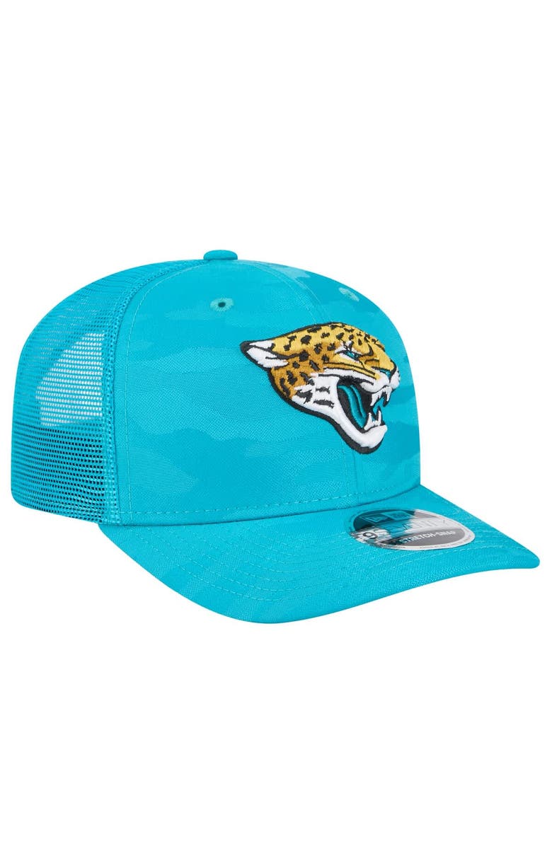 New Era Men's New Era Teal Jacksonville Jaguars Adventure Camo Trucker 9SEVENTY Stretch-Snap Adjustable Hat, Alternate, color, Teal