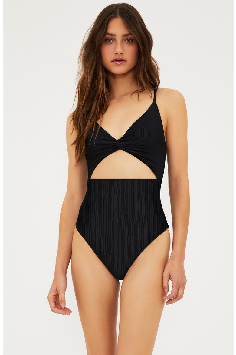 Annalisa Textured One-Piece Swimsuit, Alternate, color, BLACK