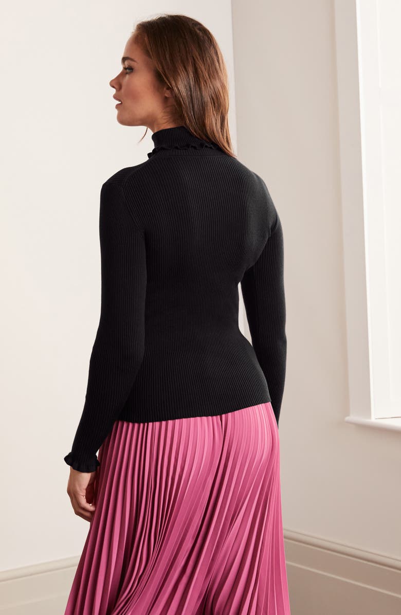 Boden Frill Turtleneck Cotton Blend Sweater, Alternate, color, 