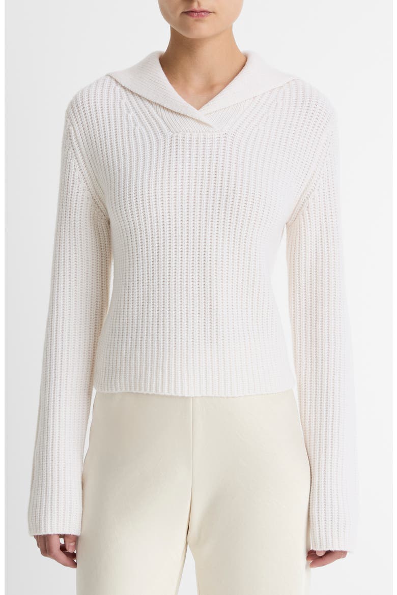 Rib Wool & Cashmere Sailor Collar Sweater, Main, color, OFF WHITE