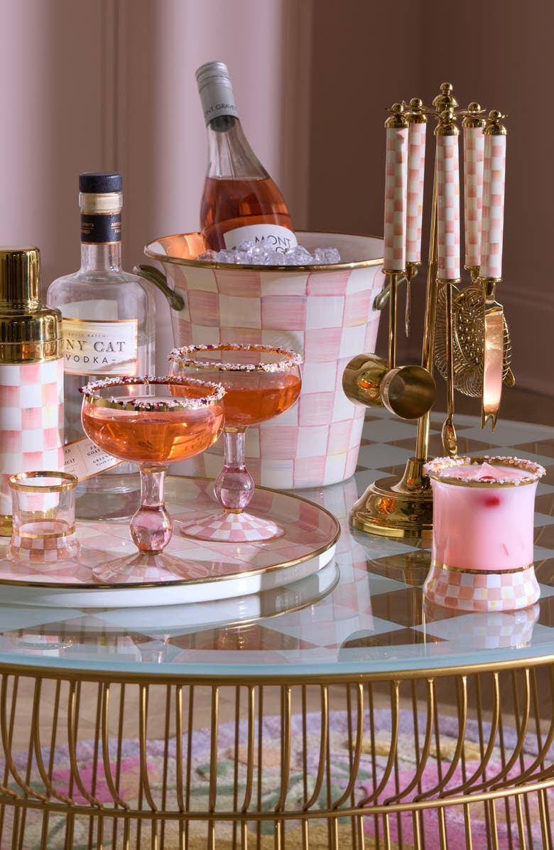 MACKENZIE CHILDS Rosy Check Set of 2 Tumblers, Alternate, color, Pink/ White