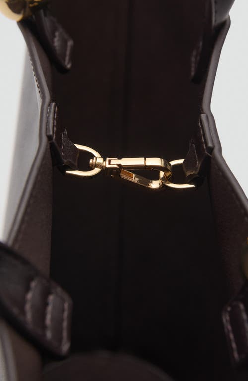 Mango Faux Leather Shopper Bag In Dark Chocolate