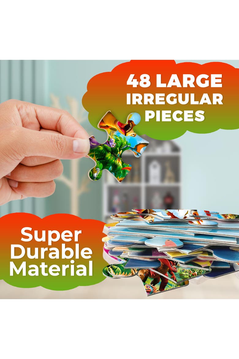 48 Piece Round Jigsaw Puzzles - Giant Educational Dino, Alternate, color, Dino