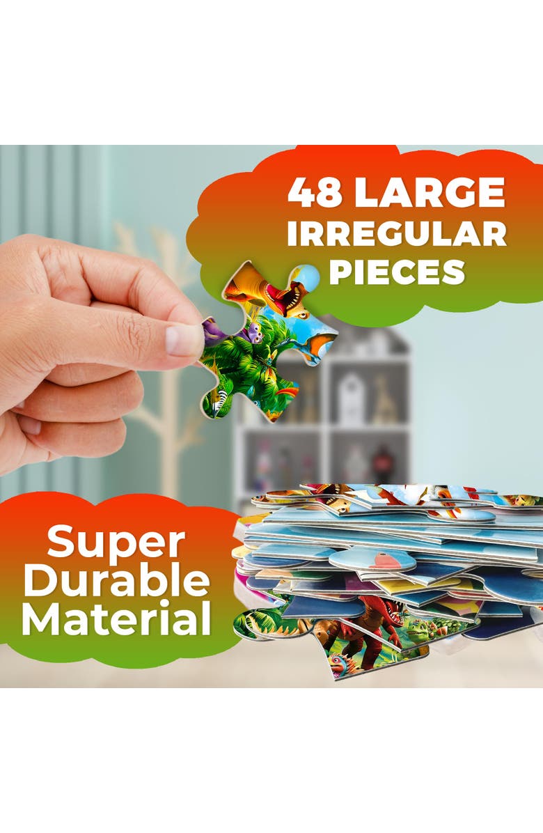 Quokka 48 Piece Round Puzzles - Giant Educational Dino, Alternate, color, Dino