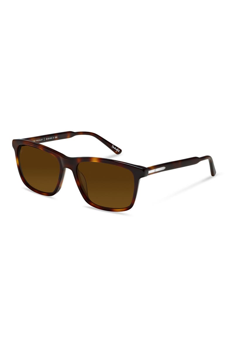 Presley 56mm Polarized Rectangle Sunglasses, Alternate, color, RYE TORTOISE BROWN