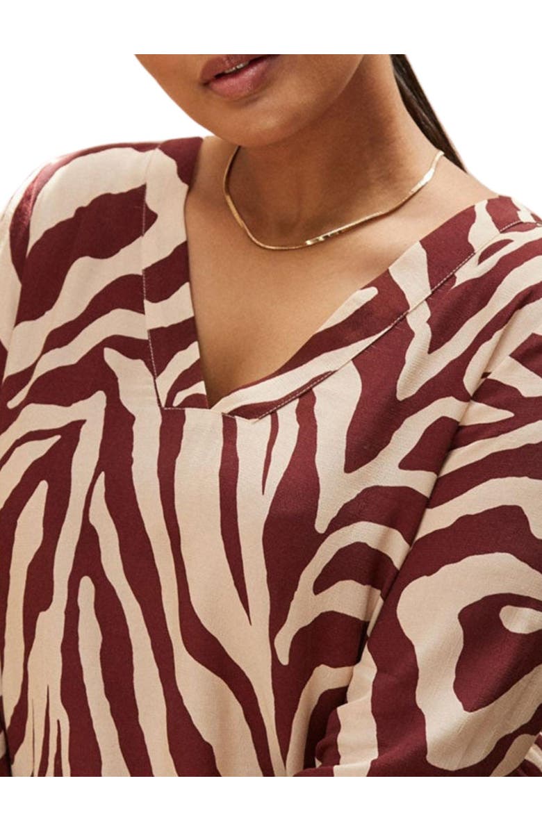 Live Unlimited Animal Print Split Sleeve Blouse, Alternate, color, Cream