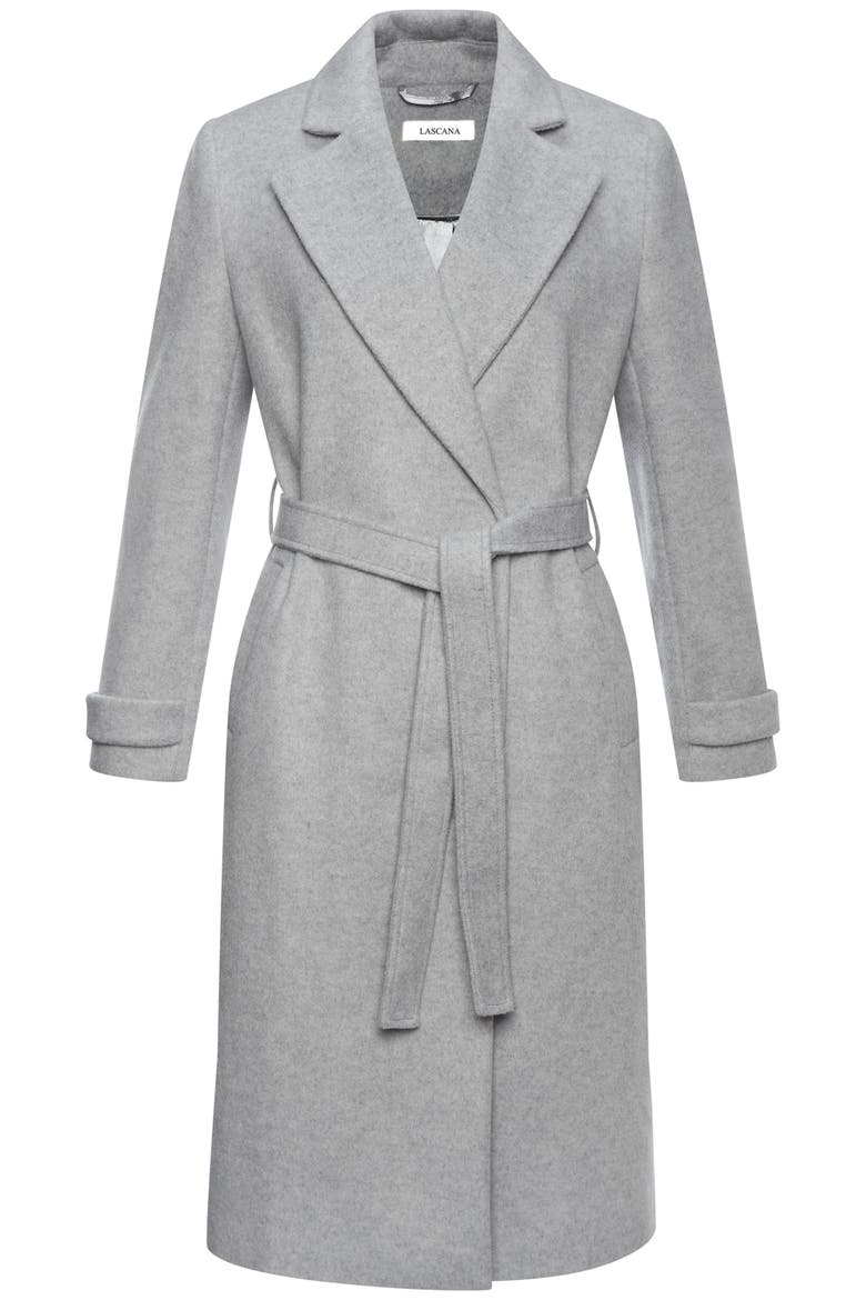 Belted Wrap Coat, Alternate, color, Grey Heather