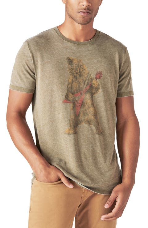 Rocker Bear Cotton Blend Graphic T-Shirt