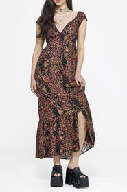 Disturbia Mythos Print Milkmaid Smock Midaxi Dress