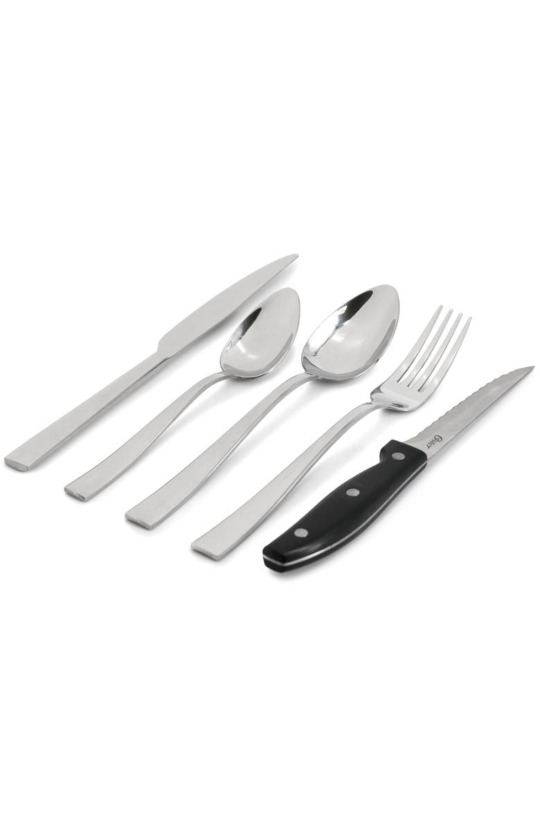 OSTER Stonington 20 Piece Flatware Set with Steak Knives in Polished Stainless Steel, Alternate, color, Silver
