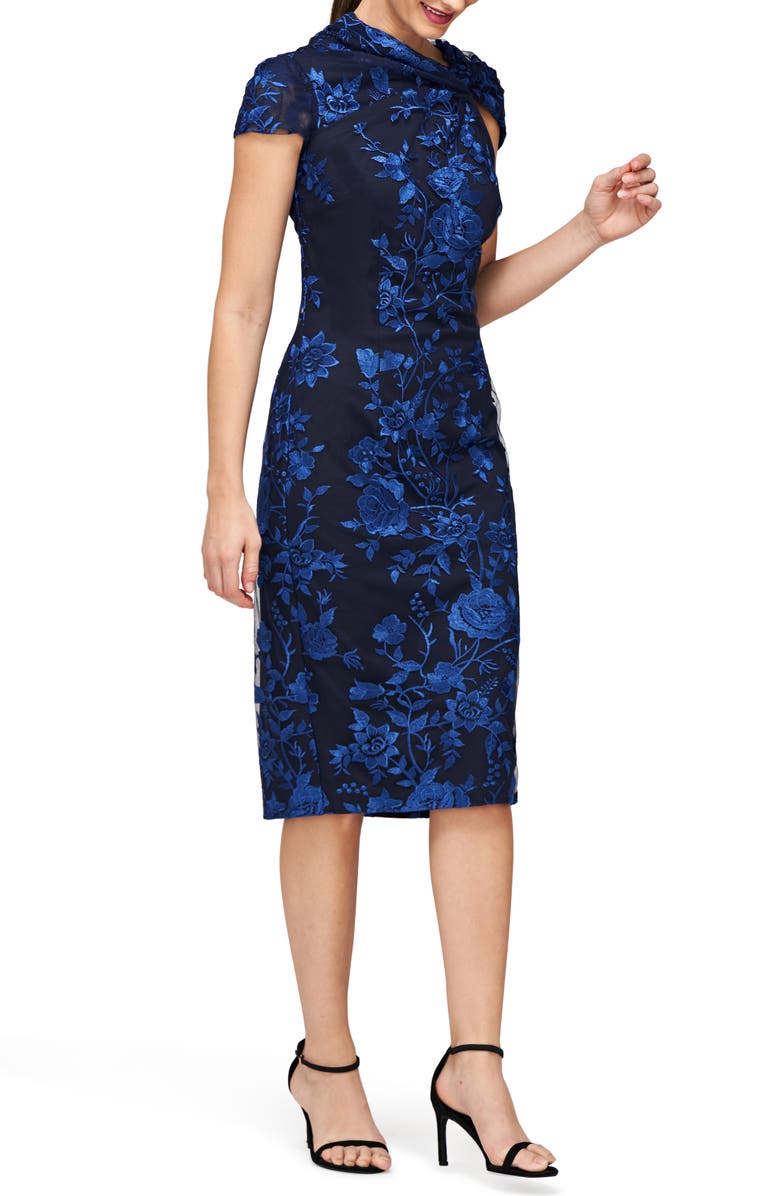 JS Collections Everleigh Floral Embroidered Cocktail Dress, Alternate, color, 