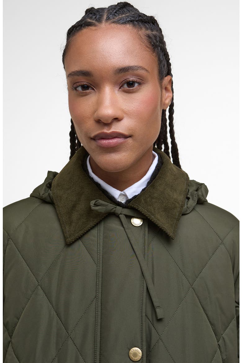 Meredith Quilted Coat, Alternate, color, OLIVE/ ANCIENT TARTAN