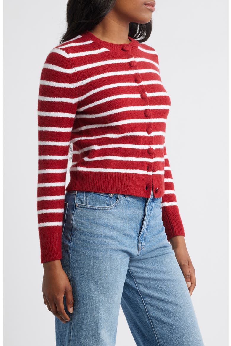 Kensington Cardigan, Alternate, color, RED AND WHITE STRIPE