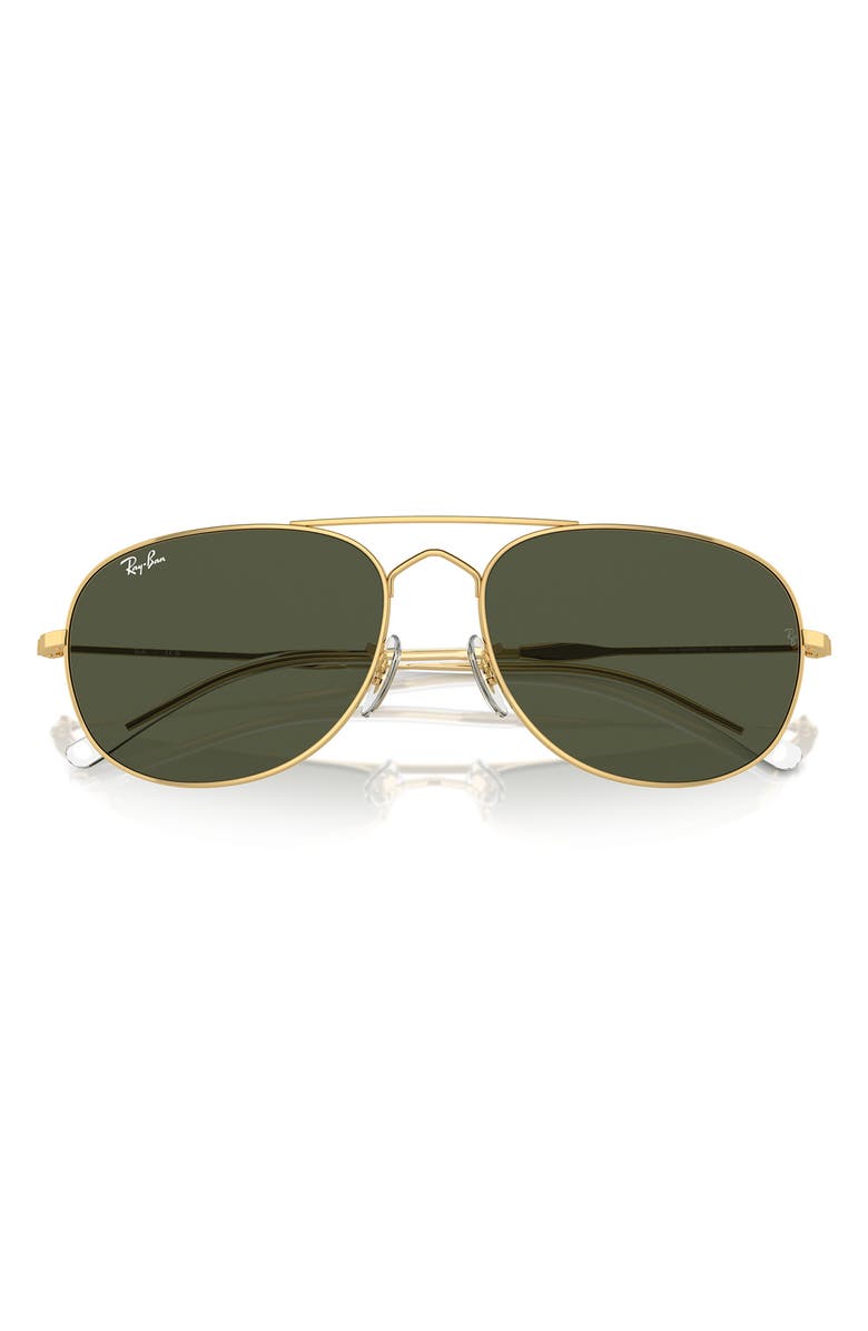 Ray-Ban Bain Bridge 57mm Pillow Aviator Sunglasses, Alternate, color, Gold Flash