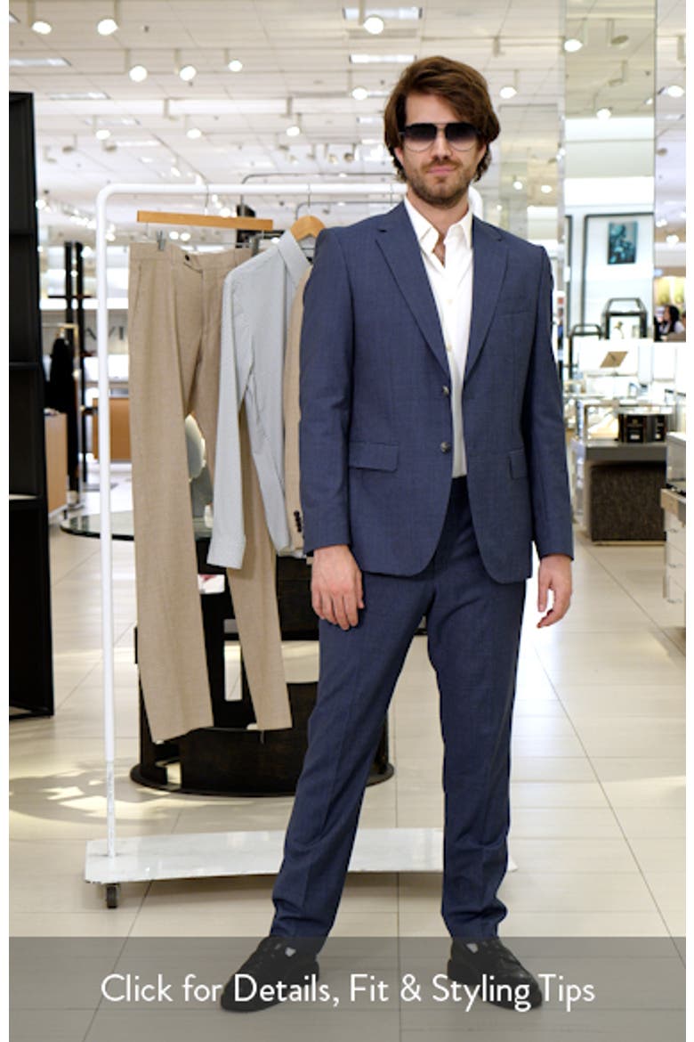 Huge Slim Fit Navy Microcheck Virgin Wool Suit video