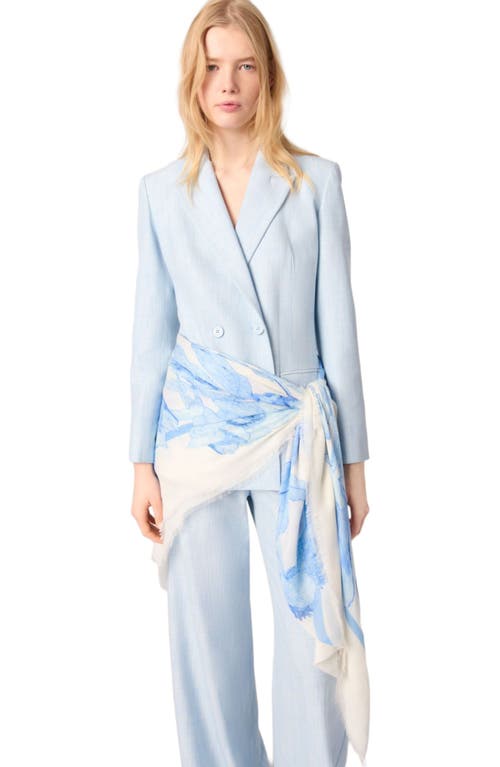 Maje Womens Double-breasted Peak-lapel Stretch-woven Blazer Bleus In Blue Sky
